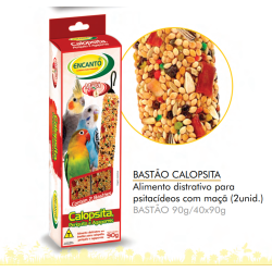 Bastão Para Calopsita e Agapornis 90g C/2 Unidades - Sabor Maçã
