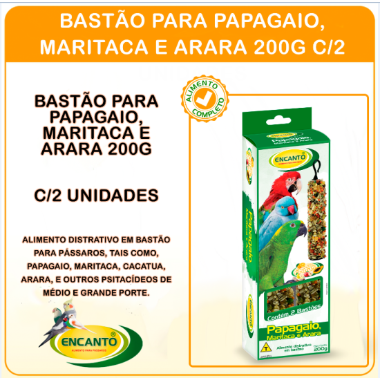 Bastão Para Papagaio, Maritaca E Arara 200g C/2 Unidades