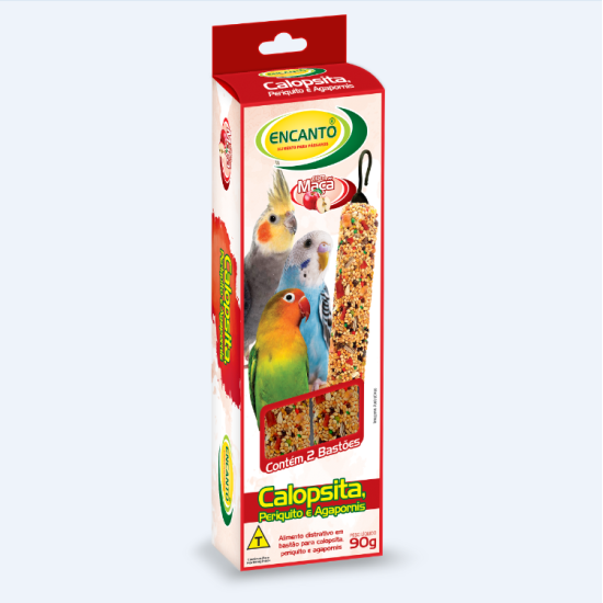 Bastão Para Calopsita e Agapornis 90g C/2 Unidades - Sabor Maçã
